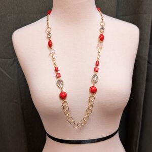 Elegant Red and Gold Necklace